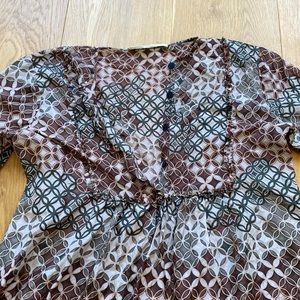 Erica Tanov earth tones, patterned silk blouse Size 1